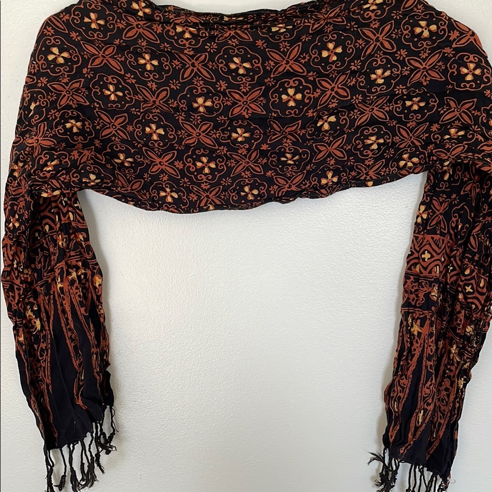 Black and Orange Patterned Scarf